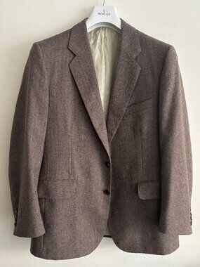 Samuelsohn Brown Herringbone Tweed Sport Coat Blazer Size 41 Short (40-42)